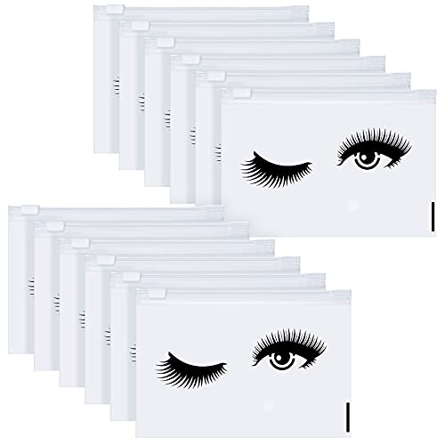 50 Pieces Eyelash Makeup Bags Eva Plastic Cosmetic Bags Aftercare Bags Lash Pouch Multipurpose Empty Eyelash Toiletry Bag Plastic Eyelash Care Cases Pouches with Zipper for Women and Girls
