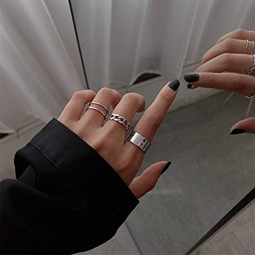 Chmier Gothic Knuckle Ring Set 3 Pcs Half Open Finger Ring Silver Punk Stackable Rings For Women Or Men #TOP5