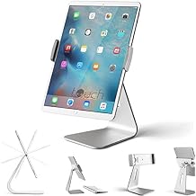 حامل الكمبيوتر اللوحي،حامل سطح المكتب القابل للتدوير من الألومنيوم Stouch 360 متوافق مع Galaxy Tab S8 مقاس 7-13 بوصة، iPad Pro/Air/Mini، Nexus، Surface Pro 4 Kiosk POS Silver