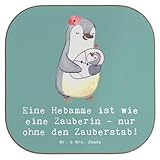 Mr. & Mrs. Panda Getränkeuntersetzer Hebamme Magie - Geschenk, Hilfe, Untersetzer Glas, handgefertigte Geschenke, Tasse, Geburtsvorbereitung, Beruf, Flexibilität, Berufsleben, Geburtsbegleitung