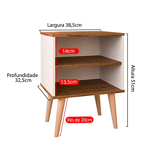 Kit 2 Mesas Cabeceira Pés Palito Retrô Nicho Decorativo Prateleira Organizadora Jogo Quarto Completo