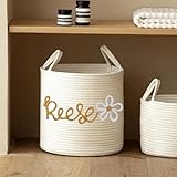 Miguha Cesto portaoggetti in cotone personalizzato for giocattoli, cesto portabiancheria sporco con nome personalizzato e manico, contenitore for pannolini, contenitore for regali, lavoretto a maglia