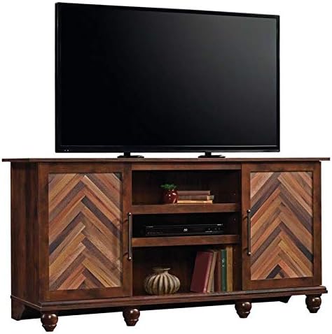 Pemberly Row Entertainment Credenza TV Stand Media Console Living Dining Room Storage Buffet Sideboard Cabinet, for TV's up to 60", in Curado Cherry Finish