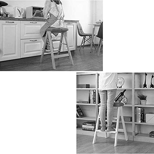 Taburete plegable de madera maciza con funcion silla de escalera de hogar de 100 kg 4