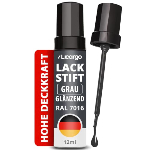 LICARGO Lackstift Anthrazit Grau Glänzend RAL 7016 – Präziser Pinsel für kleine Kratzer & Steinschläge – Hohe Deckkraft… – Ansicht 1