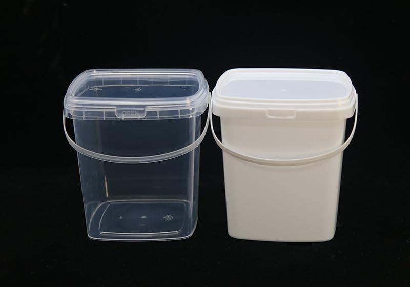 Image of 20 Pack 33oz Square Slime Containers with Lids, 1000ml White Plastic Storage Bucket Container, Slime Storage Case Storage Jars for Food Prep Freezer Kitchen Restaurant Supplies