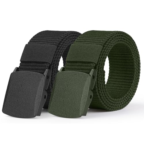 Aomig Cinturón de Nylon, 2pcs Cinturón Canvas sin Agujeros para