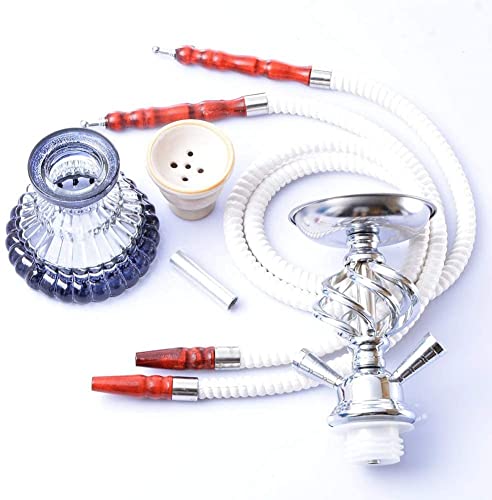 XJHYJS Hookah Shisha Set, Tragbare Glas Hookah Set, Hookah Kit Doppelter Silikonschlauch Keramikschüssel, Geeignet für… – Bild 4