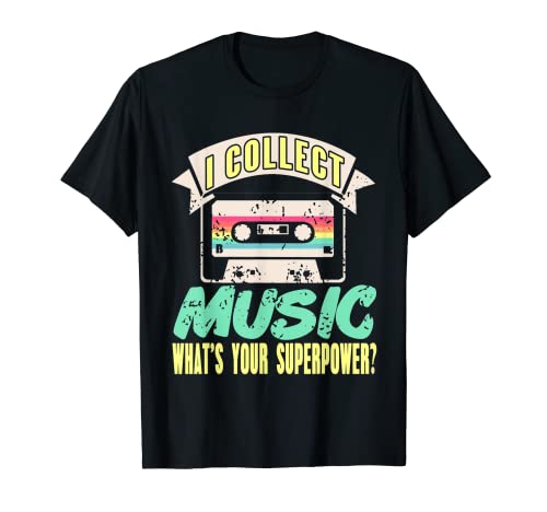 I Collect Music What Your Superpower? Regalo divertido retro Camiseta
