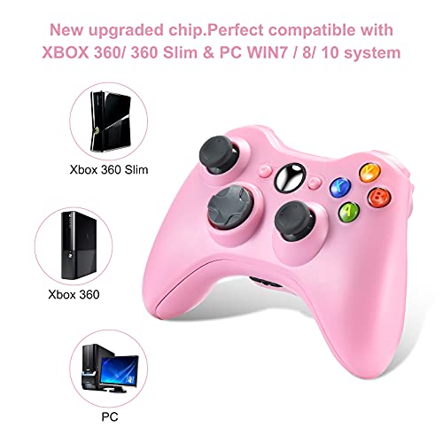 Puning Replacement Wireless Controller Compatible with Xbox 360 Controller,Wireless Game Controller Joystick for Xbox&Xbox Slim 360(Pink)