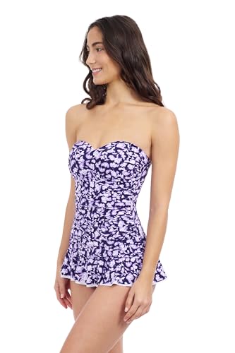 Profile by Gottex Juliette Women's Abstract Floral Print Bandeau Swimdress with Soft Cups and Tummy Control Swim Essential2