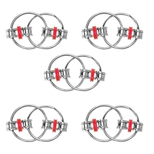 Toddmomy 5Pcs Fidget Speelgoed Flippy Ketting Stress Vinger Speelgoed Bike Chain Adhd Fidget Speelgoed Rvs Fidget Ringen…