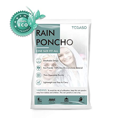 Toraso Rain Poncho With Hood For Adults And Kits, Disposable Clear Rain Poncho Adult Emergency Raincoats, 6 Pack #TOP5