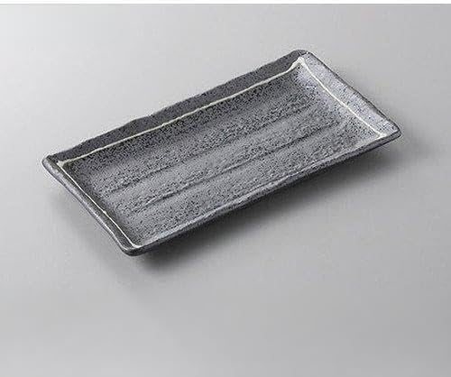 セトモノホンポ(Setomonohonpo) Set of 3 Pottery Dishes, Ischin Black Crystal Pottery Plate, 8.1 x 4.5 x 0.7 inches (20.8 x 11.4 x 1.8 cm), Japanese Tableware, Restaurants, Commercial Use, Tableware