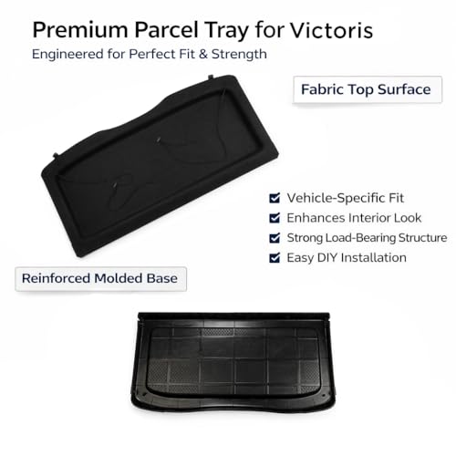 Image of Premium Parcel Tray for Victoris Rear Parcel Shelf Board with Fabric Top Surface Reinforced Molded Base Strong Load Bearing Easy DIY Installation Vehicle Specific Fit Black