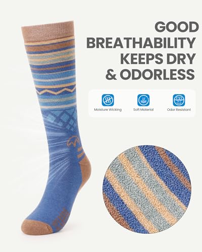 OutdoorMaster Merino Wool Ski Socks for Men & Women, Unisex Thermal Winter Warm Snowboarding Socks for Cold Weather