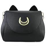 LoveWLC Moon Luna - Borsa a tracolla in poliuretano con gatto, per cosplay, luna e marinaio, per ragazze e donne, Nero 1, Medium