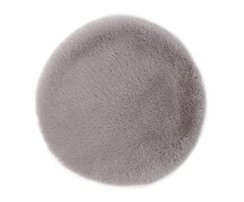 Gözze - Gözze Coussin de Chaise en Fausse Fourure, Coussin d'assise, Fourrure synthétique, 100% Polyester, Ø 38 cm - Argenté