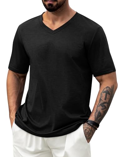 NIASHOT Mens T Shirts Short Sleeve Classic V Neck T-Shirt Casual Summer Basic Tee Shirt