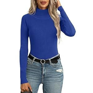 QUEZHU Sweaters for Women Winter Autumn Knit Long Sleeve Tops Slim Fit Turtleneck Sweaters Tops Pullover