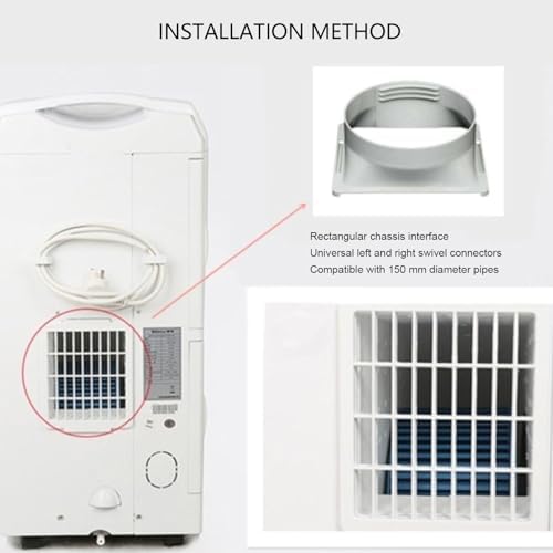 Air Conditioner Exhaust Hose Adapter, Square to Round Coupler, 5.9in Diameter ABS Material, Compatible for AC Units