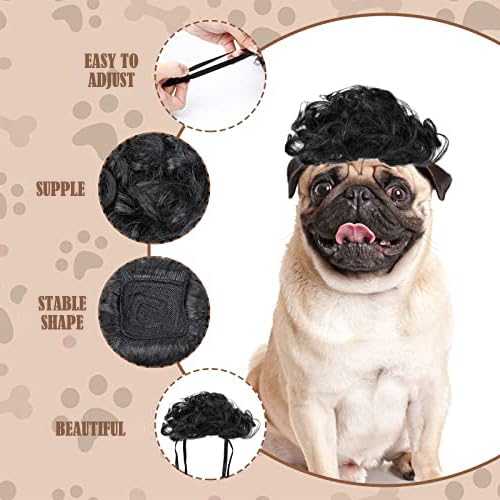 Pacote com 2 perucas engraçadas para cães pequenos, médios e grandes com flor de cabeça livre, fanta