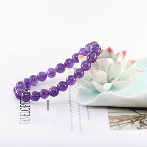 Image of Clearain Natural Gemstones Bracelet 8mm Chakra Round Beads Energy Power Crystal Reiki Healing Elastic Stretch 7 Inch for Women Men Unisex