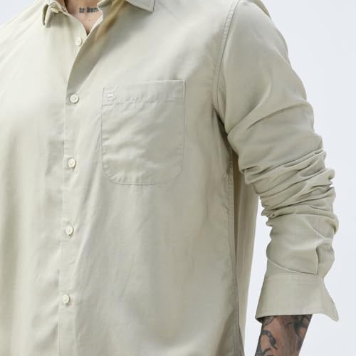 Image of BASICS Cotton-Linen Blended Men's Shirt | Slim Fit | Everyday Smart Casual Wear | Full Sleeve