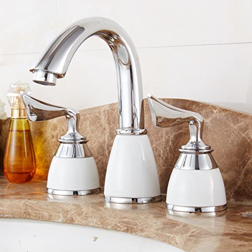 Grifo de lavabo tres orificios QYYZTQY para renovar cuartos de baño vintage con agua fría y caliente