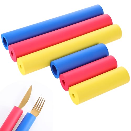 Ptwola 6 Pack Foam Grip Tubing Utensil Foam Tubes Grip Multicolor Padding Handle Grips Soft Comfortable Adaptive Utensils Tools and Pens for Elderly Disabled Handicapped Supplies