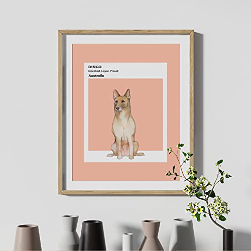 Nacnic Dingo Print. Poster mit Illustrationen von Hunderassen in warmen Tönen und Kuchen. Innenausstattung. A4 Größe