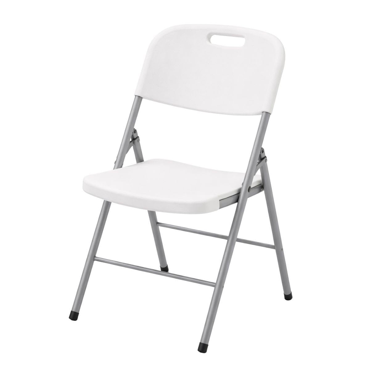 Juego de 4 sillas plegables blancas, 45,5 x 51 x 85 cm, plástico reforzado, silla auxiliar interior/exterior, jardín, recreación camping