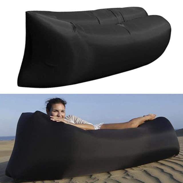AllForYou Camping Gonflable Lounger Air Sofa Portable Eau Proof Air Anti-Air Fuite Canapé pour Piscine Travel Randonnée Lakeside Picnics Beach Le Noir