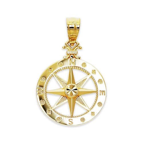 Gold Petite Compass Charm - 10 Karat Solid Gold -Compass Jewelry