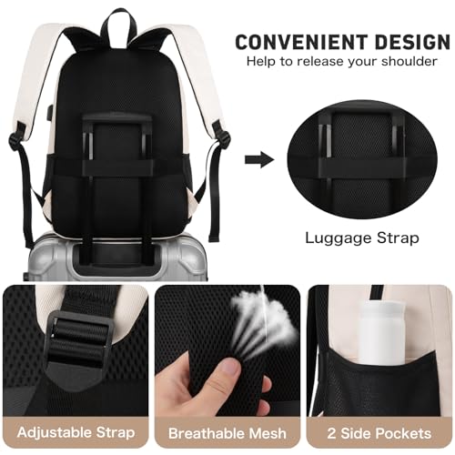 Image of School Laptop Backpack Teens Bookbag: 15.6 Inch Middle High School Backpacks Casual College Back Pack with USB Charging Port Waterproof Travel Book Bag Cute Students Daypack for Kids Girls Boys Women
