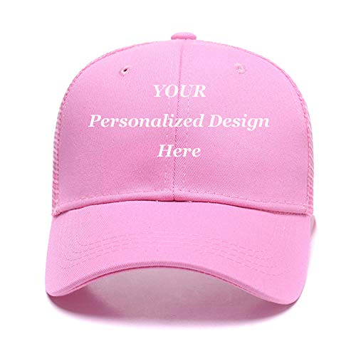 Custom Mesh Trucker Hat Fashion High Ponytail Hat for Men Women Messy Buns Hats,Snapback.Hip Hop Baseball Cap Pink