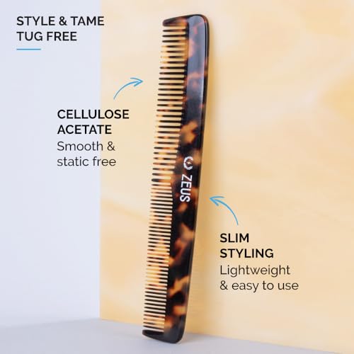 image for ZEUS Beard & Mustache Comb for Men, Handmade Saw-Cut Hair Comb for Unt