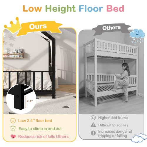 Image of Garvee Twin Size House Shape Bed Frame with Rail, Black