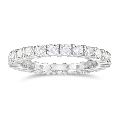 14K Gold Moissanite Rings 2.5mm Moissanite Full Eternity Bands 14K Yellow Gold Moissanite Wedding Band for Women