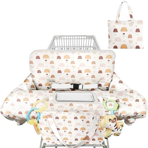Image of Polovillae Shopping Cart Cover for Baby 2-in-1 High Chair Cover with Safety Harness Multifunctional Boho Pattern Cart Covers for Babies Soft Padded Grocery Cart Cover for Baby Boy Girl