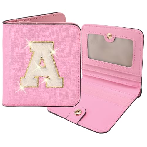 Initial Wallet Women Small Teen Girl Gifts Trendy Stuff Girls Wallets Personalized Christmas Birthday Gift for Women Friends Daughter Granddaughter 6 7 8 9 10 11 12 13 Year Old Pink A