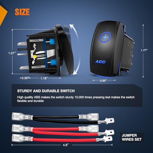 Image of Nilight Acc Rocker Switch Led Light Bar 5 Pin Laser On Off