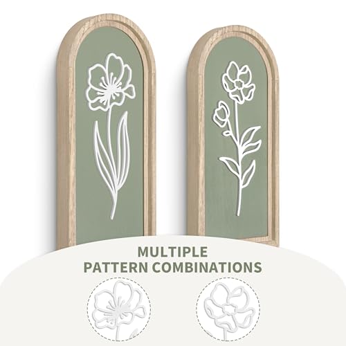 Sage Green 3D Wooden Floral Wall Art Set of 2, Arched Bathroom Wall Decor by Parlor Boudoir - Used condition - Image 8