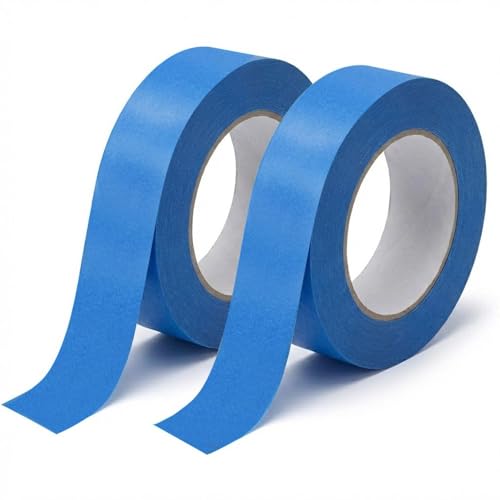 Duccinp Blue Painters Tape 1 Inch Wide 2 Rolls Masking Tape 0.98 in x 55 Yd Blue Masking Tape No Residue Easy Tear Paint Tape for Wall Painting DIY Window Masking Home Improvement