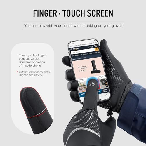 Vilico Guantes Ciclismo Invierno Hombre Mujer, Guantes de Ciclismo, Guantes Moto Invierno, Guantes de Pantalla Táctil a Prueba de Viento y Antideslizantes contra Salpicaduras de Agua-Negro,Talla L - imagen 3