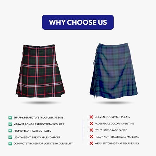 Image of 8 Yard Mens Kilt - Authentic Tartan Kilt for Men Highland Outfit for Weddings & Traditional Scottish Wear