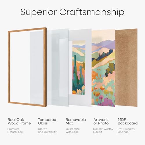Image of Homeforia 14x20 Double Diploma Frame Wood, High End Natural Oak 14 x 20 Wooden Certificate Frame with Dual Mat for 8.5 by 11 Diplomas, 20x14 Award Graduation Frames, Tempered Glass, Wall Kit, Set of 3