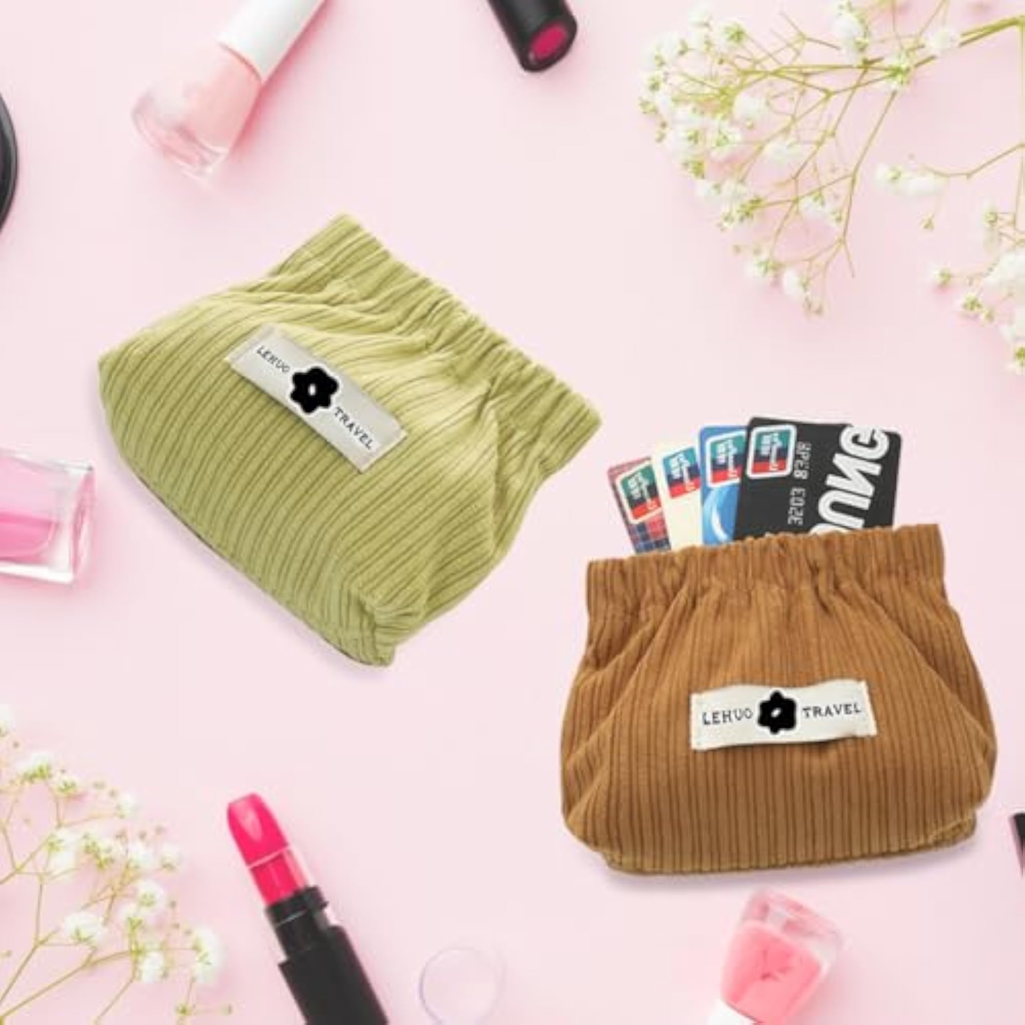 4 Pcs Corduroy Mini Pouches, Makeup Organiser