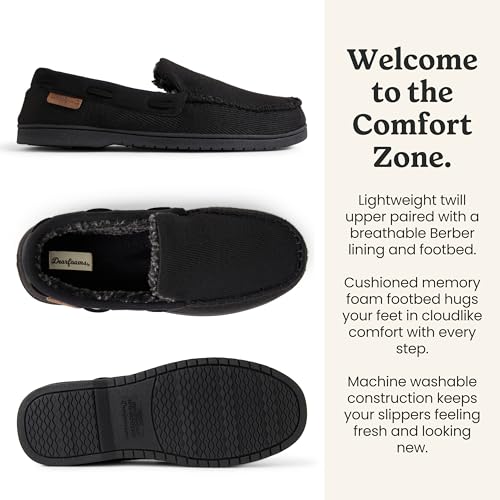 Image of Dearfoams Men's Keaton Moccasin House Shoes With Memory Foam, Indoor Slippers With Wide Widths