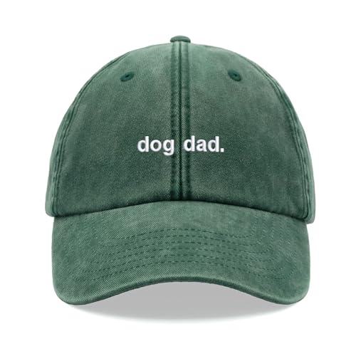 Dog dad. Baseball Cap Vintage Washed Unisex Dad Hat Adjustable Dog Bottle Green